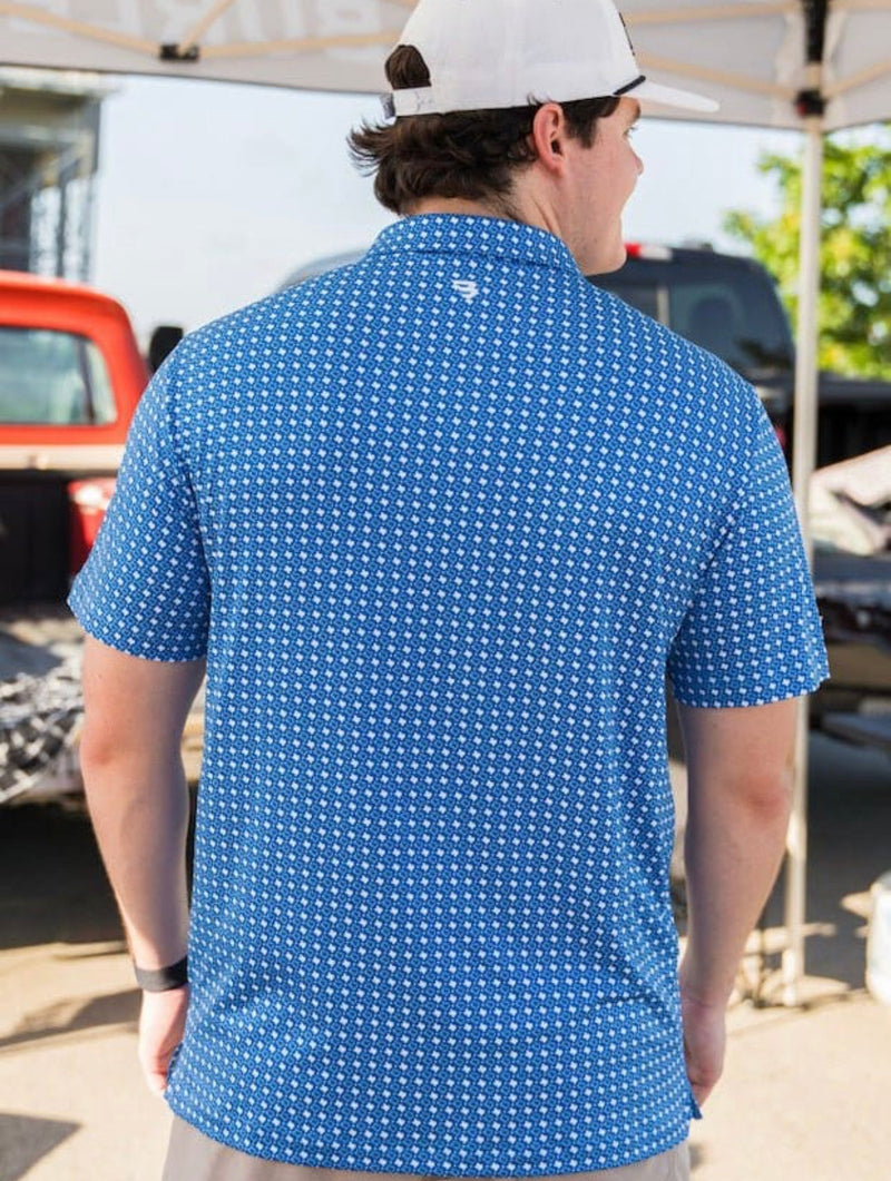 Performance Polo- Texas Blue and White